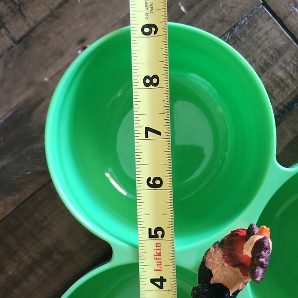 Vintage 3 Section Green Rooster Condiment Melamine Serving Bowl - Picture 7 of 7